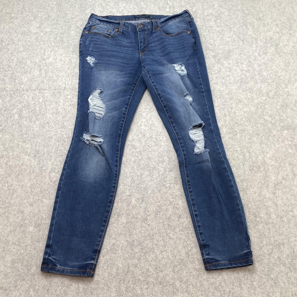 Aeropostale Flex Effects Womens 10 Skinny Jeans 29x27 Low Rise Distressed Blue